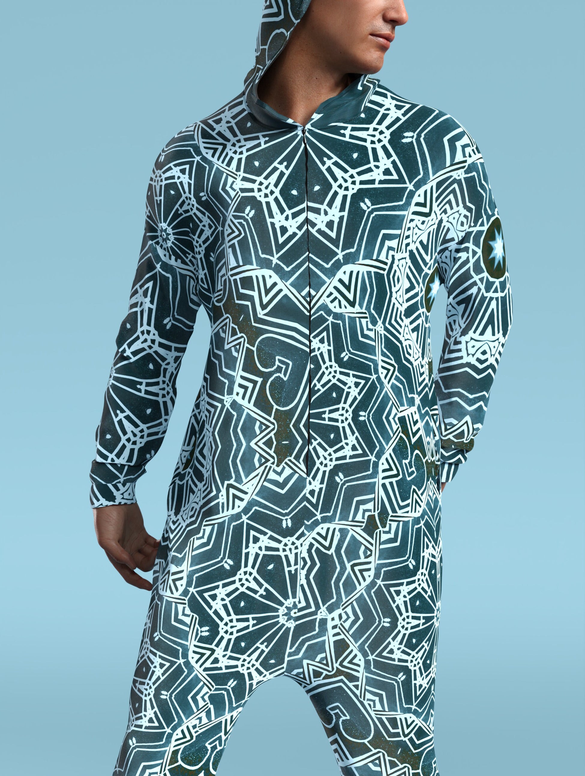 Crystalflake Blue Male Onesie 2