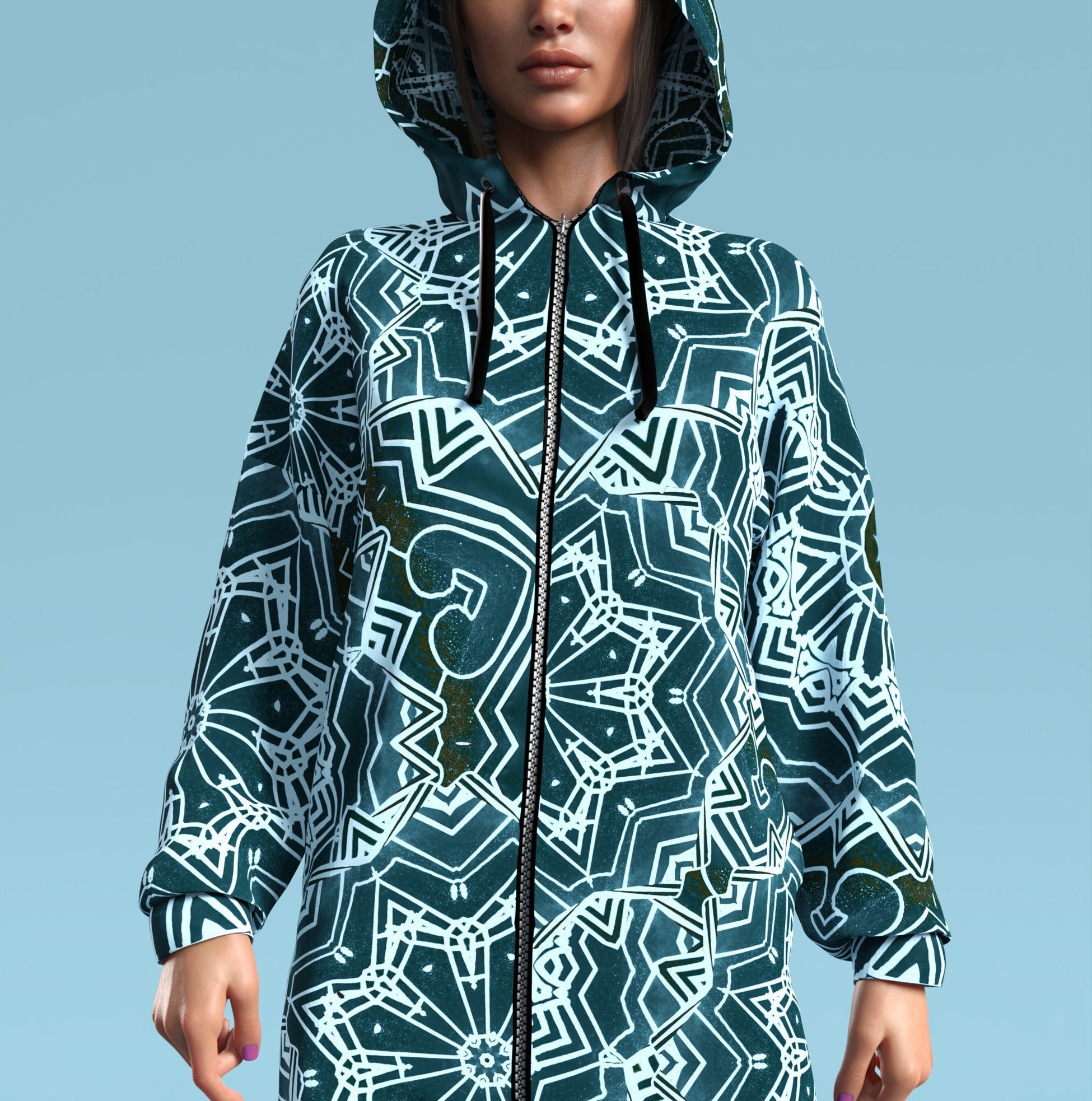 Crystalflake Blue Zippy Hoodie 1