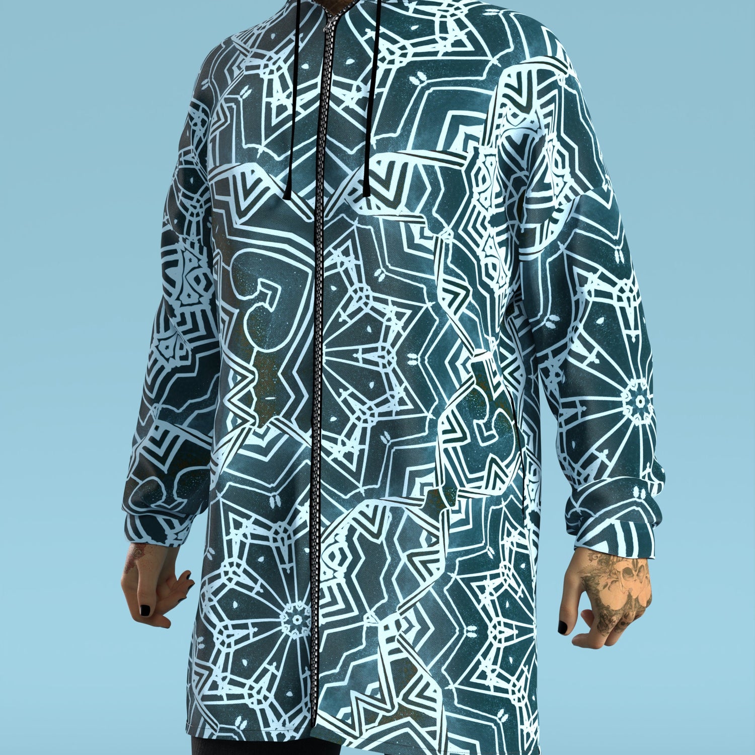 Crystalflake Blue Male Zippy Hoodie Holiday