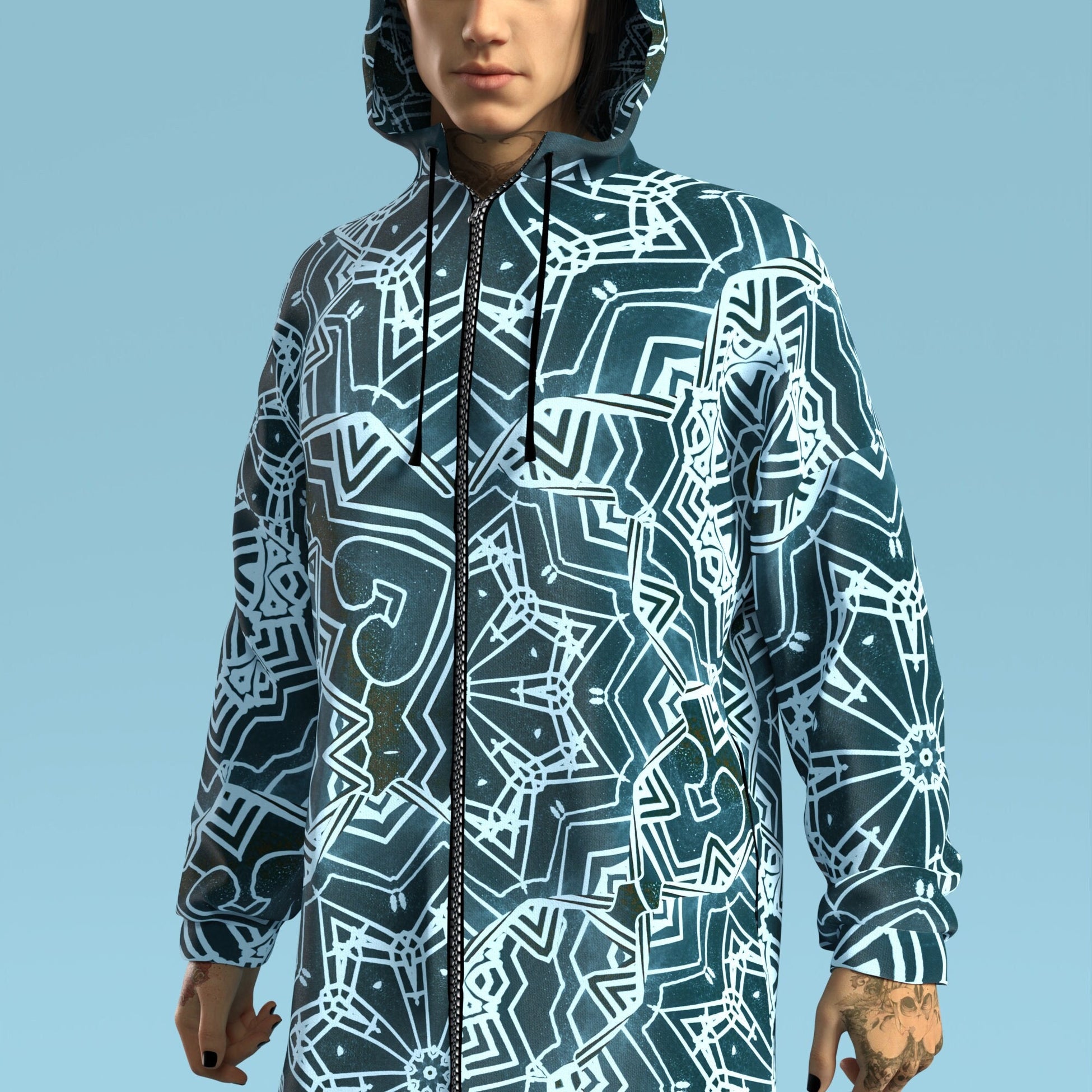 Crystalflake Blue Male Zippy Hoodie 1