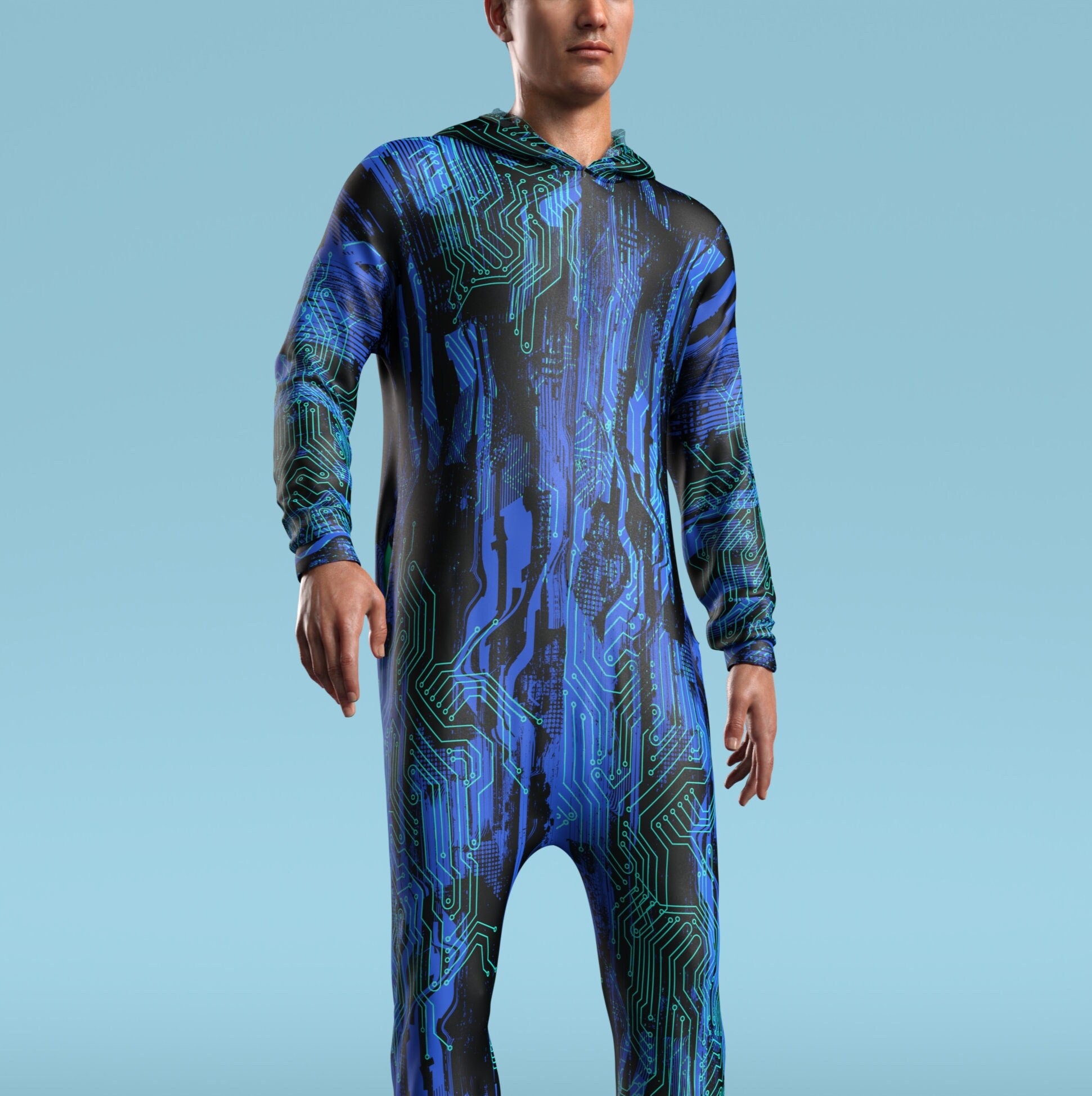 Frost Byte Blue Male Onesie 1
