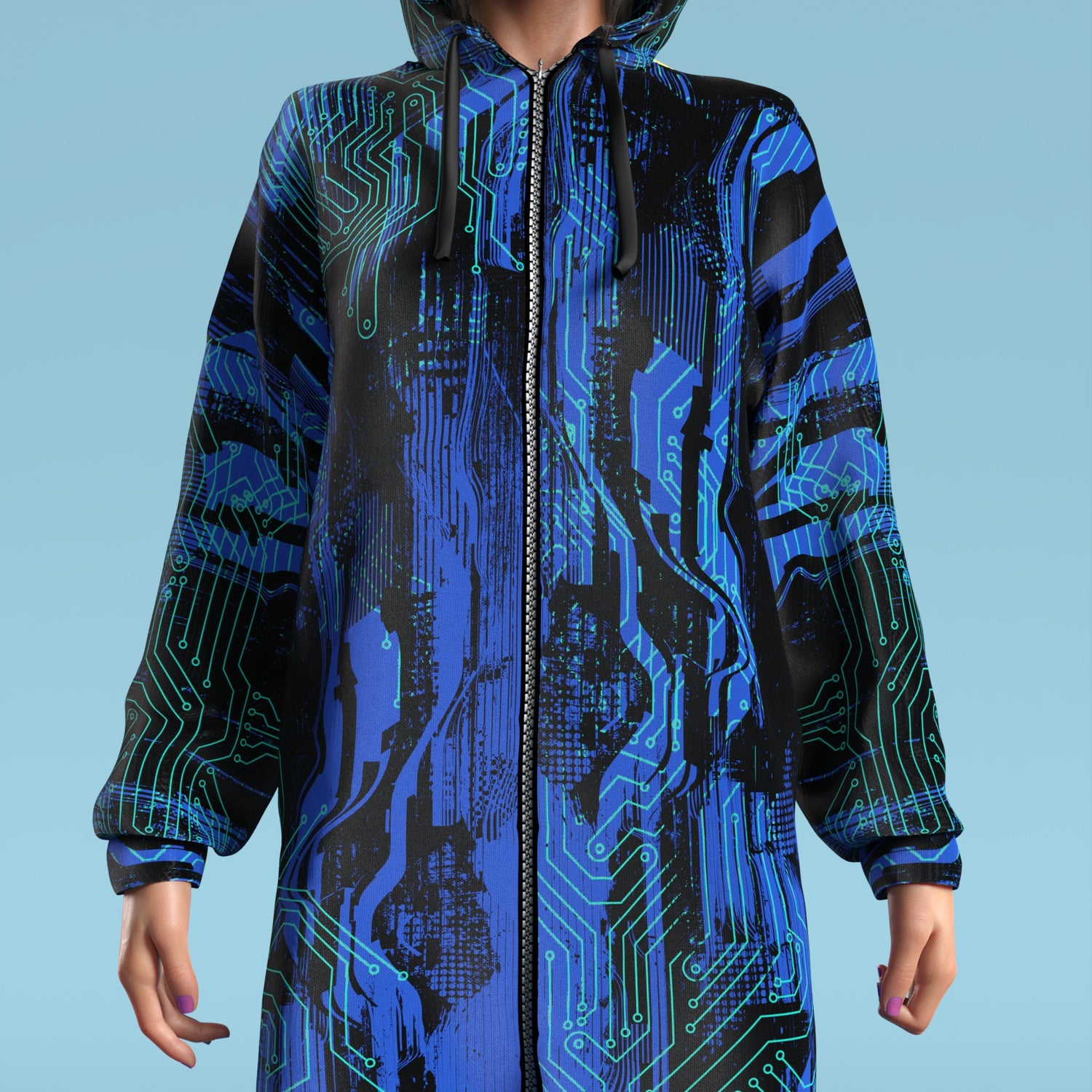 Frost Byte Blue Zippy Hoodie Holiday