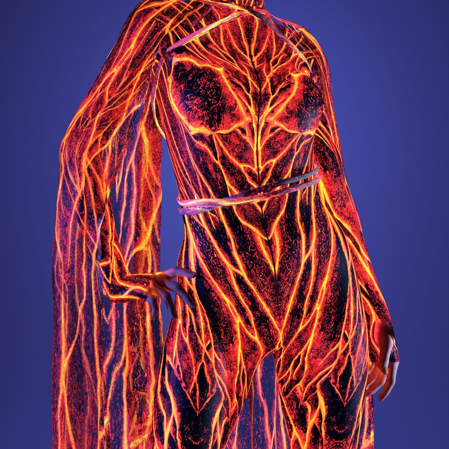 Lava Burst Mesh Rave Wings Orange