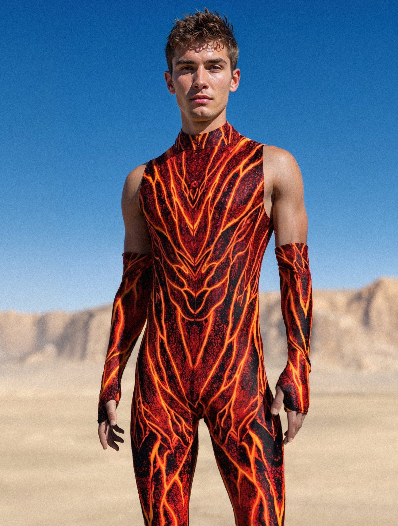 Lava Burst Male Sleeveless Costume 1