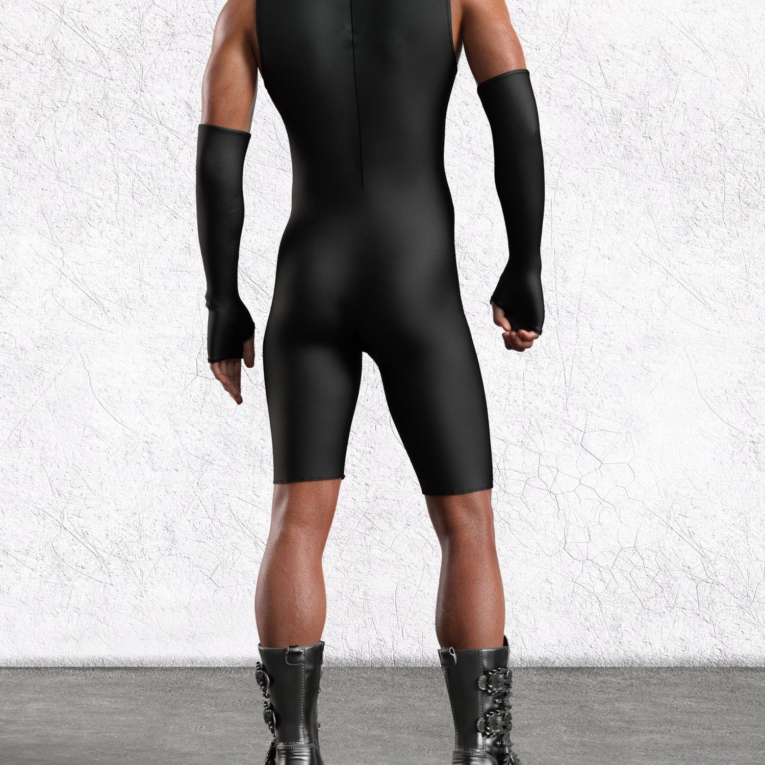 Just Black Male Back Zip Romper 6
