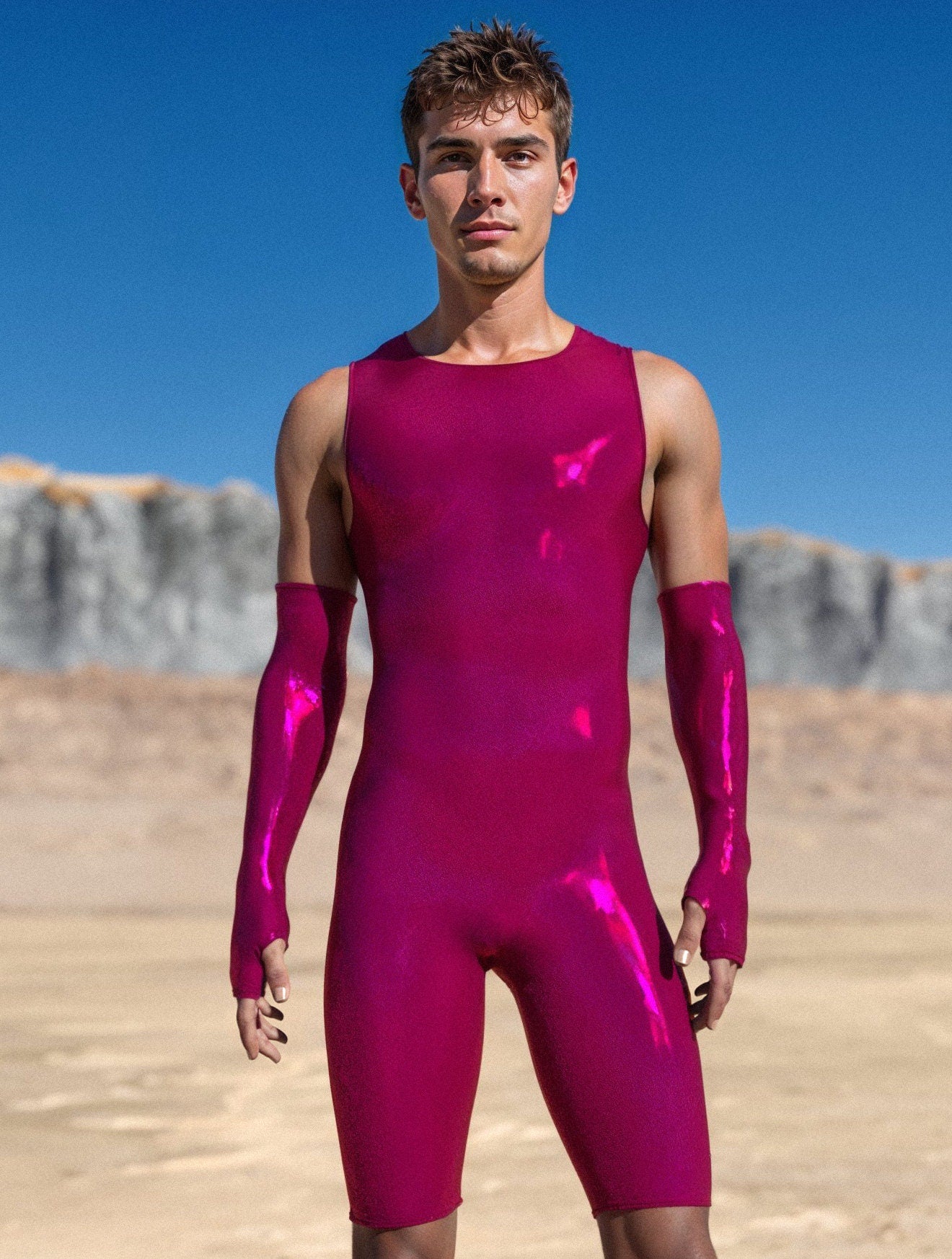 Luxe Rose Male Back Zip Romper 1