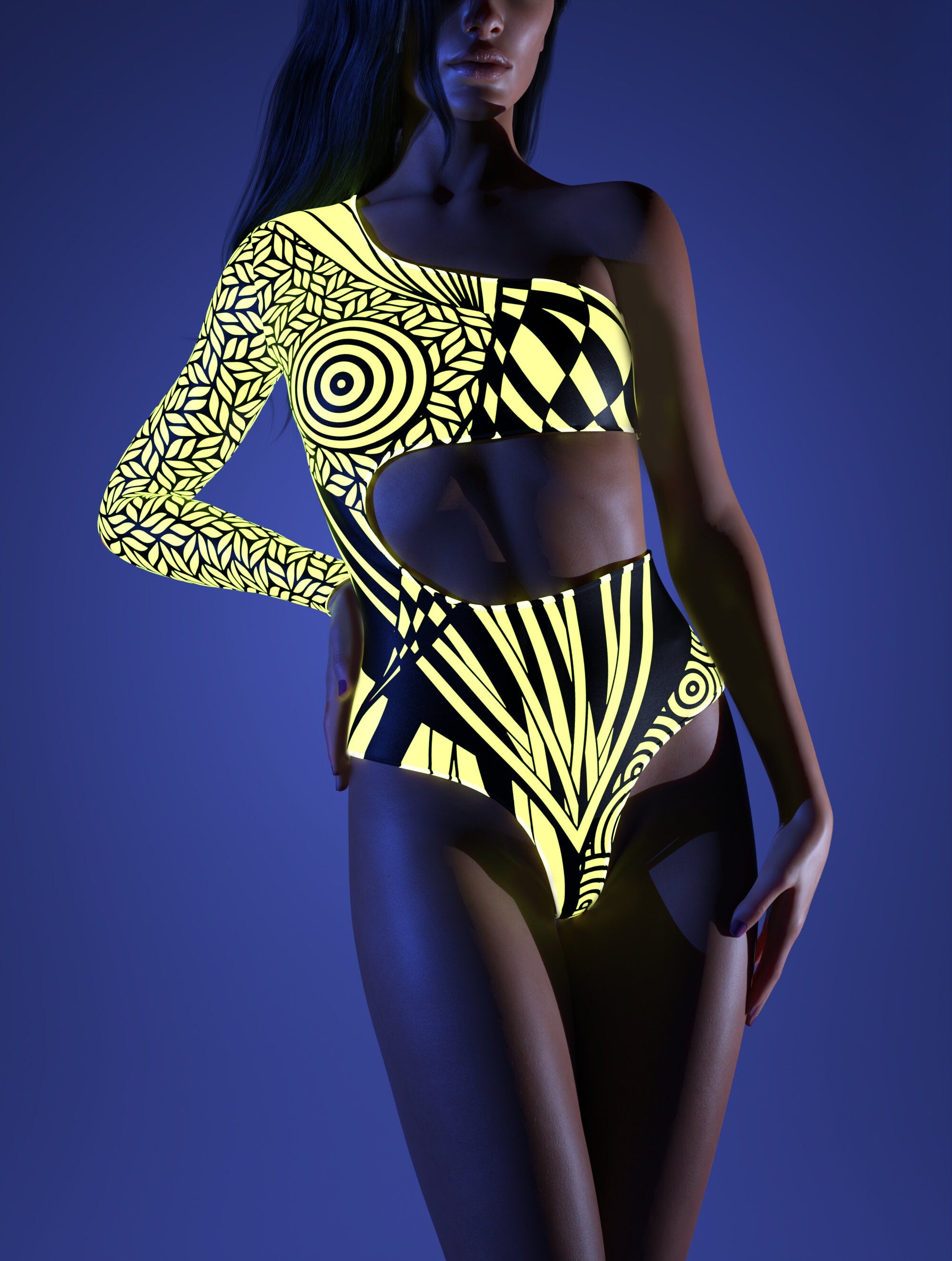 Women Chaotique Green Asymmetrical Leotard