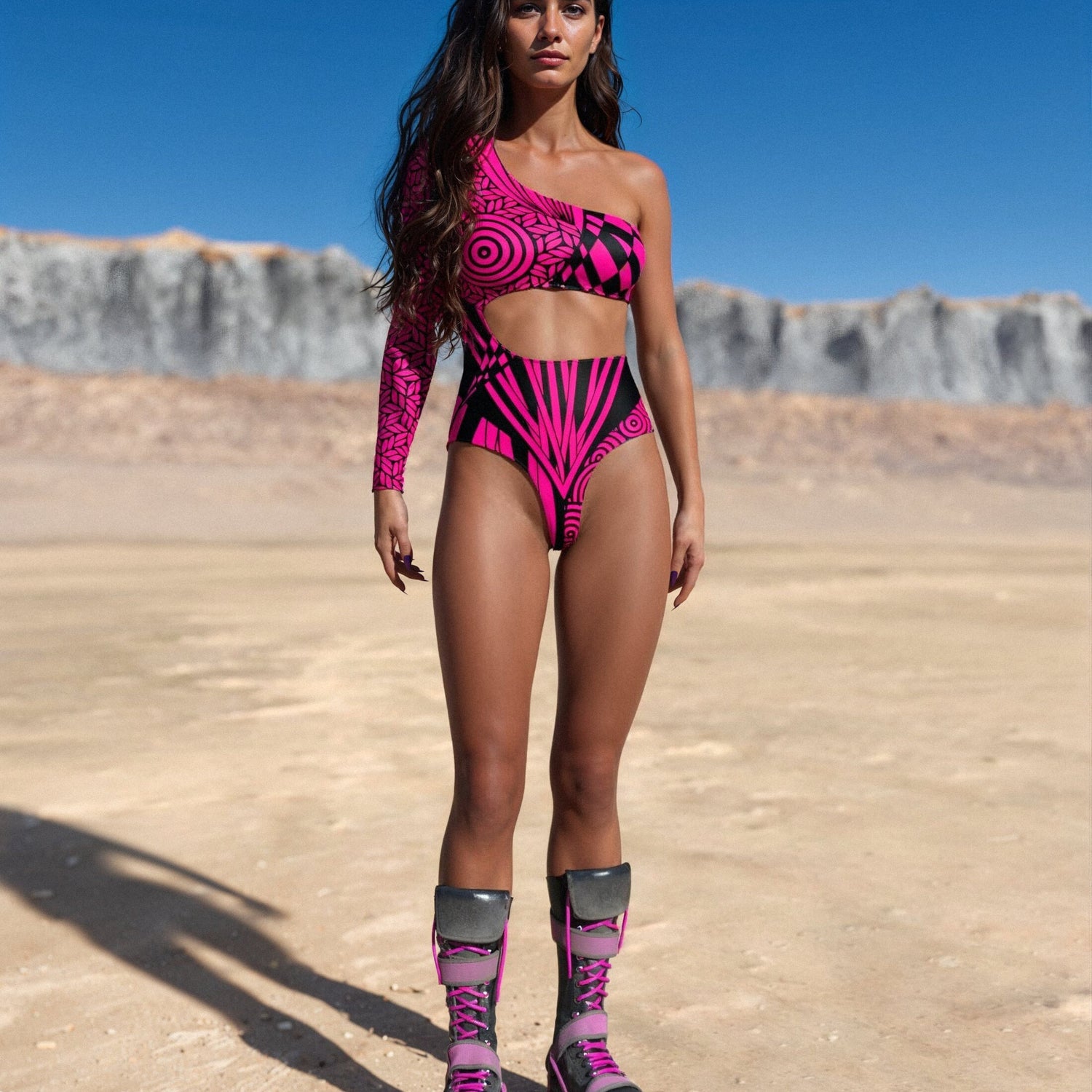 Chaotique Pink Asymmetrical Leotard Pink