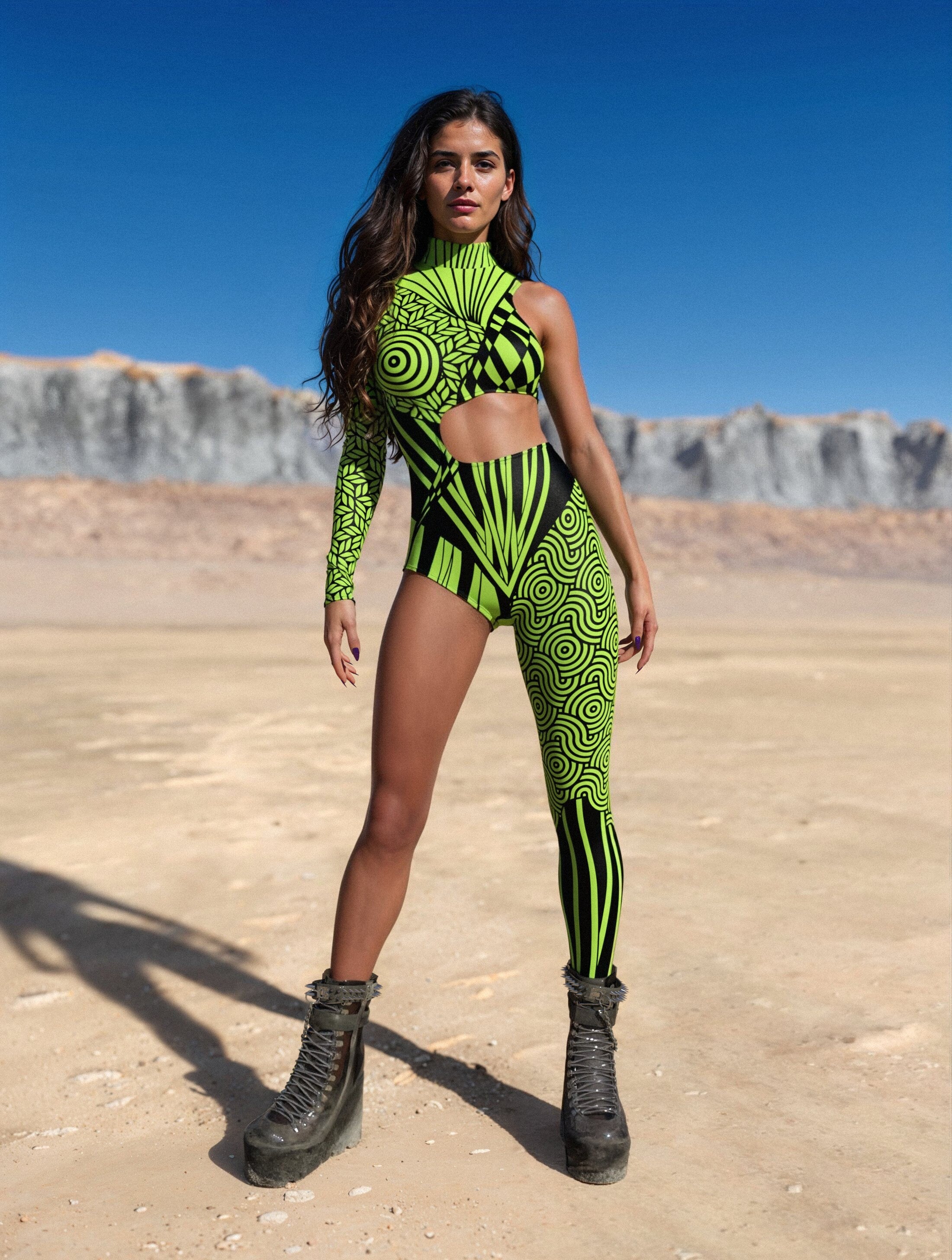 Chaotique Green Asymmetrical Costume 2