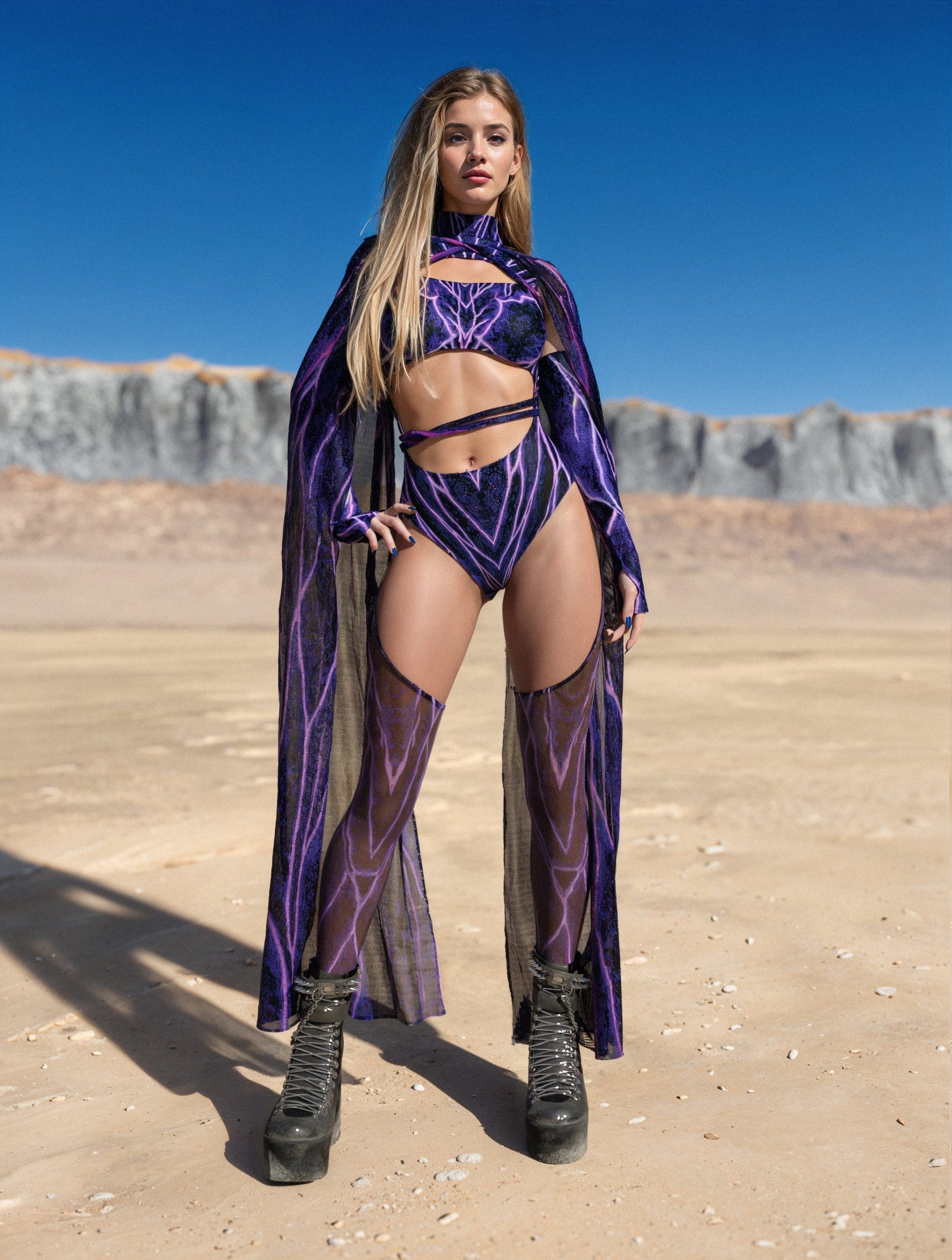 Magenta Burst Chaps Leotard 2