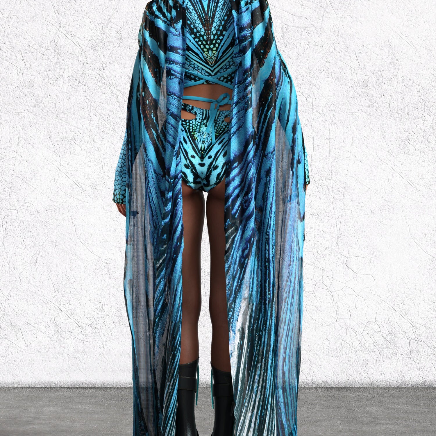 Blue Hypnotic Cutout Rave Set 7