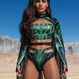 Soaring Alchemy Green Cutout Rave Top