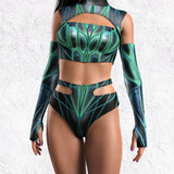 Soaring Alchemy Green Cutout Rave Top