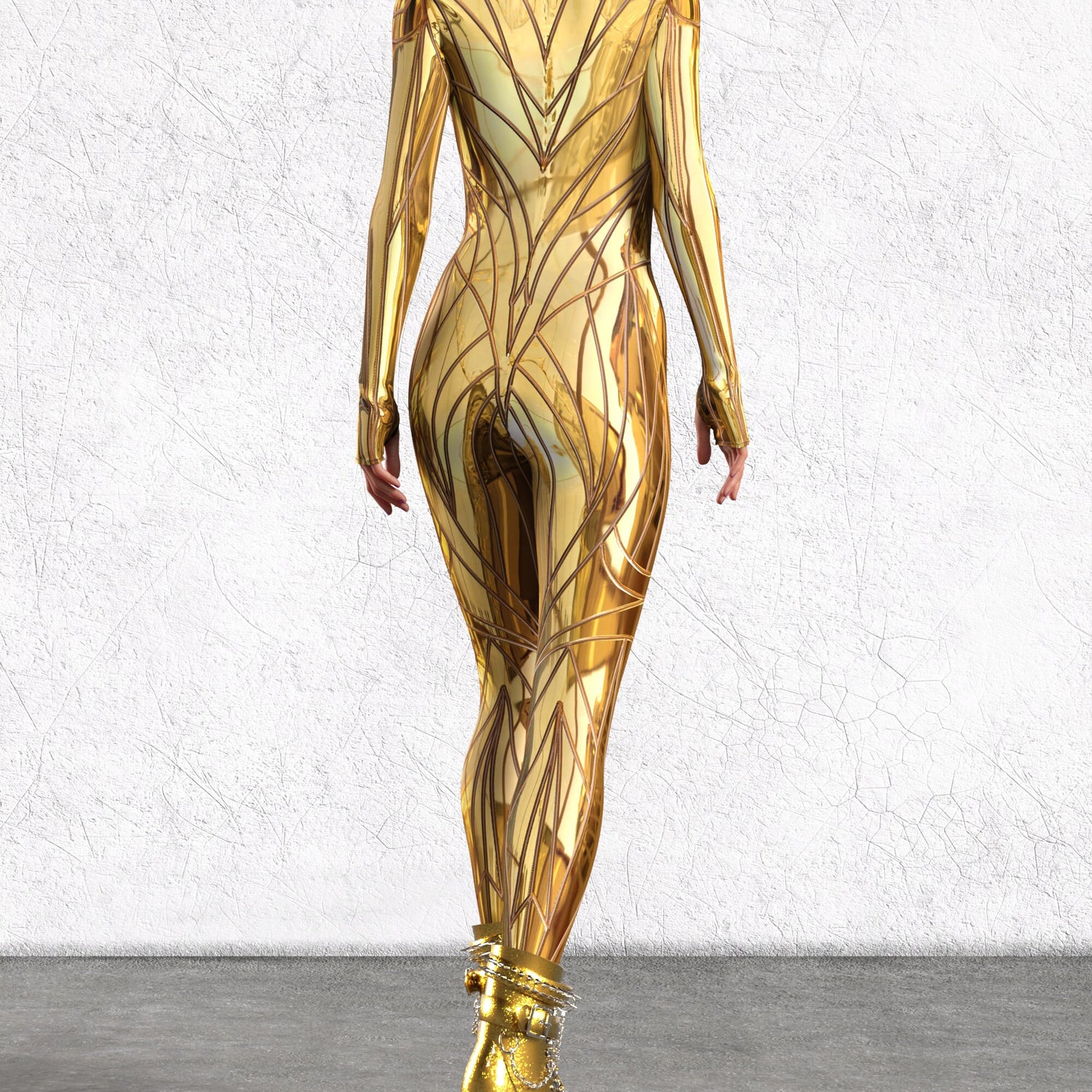 Women Solidus Gold Mesh Wings