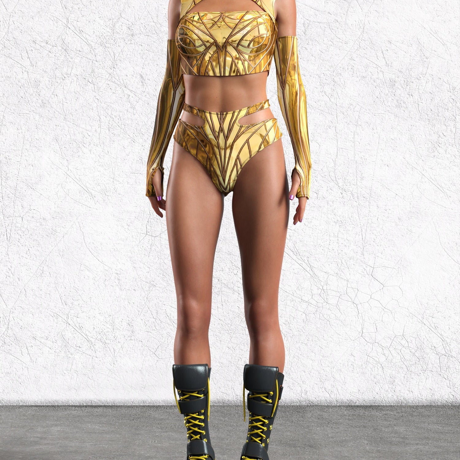 Solidus Gold Cutout Rave Top Lycra