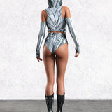 Solidus Silver Hooded Belt Top