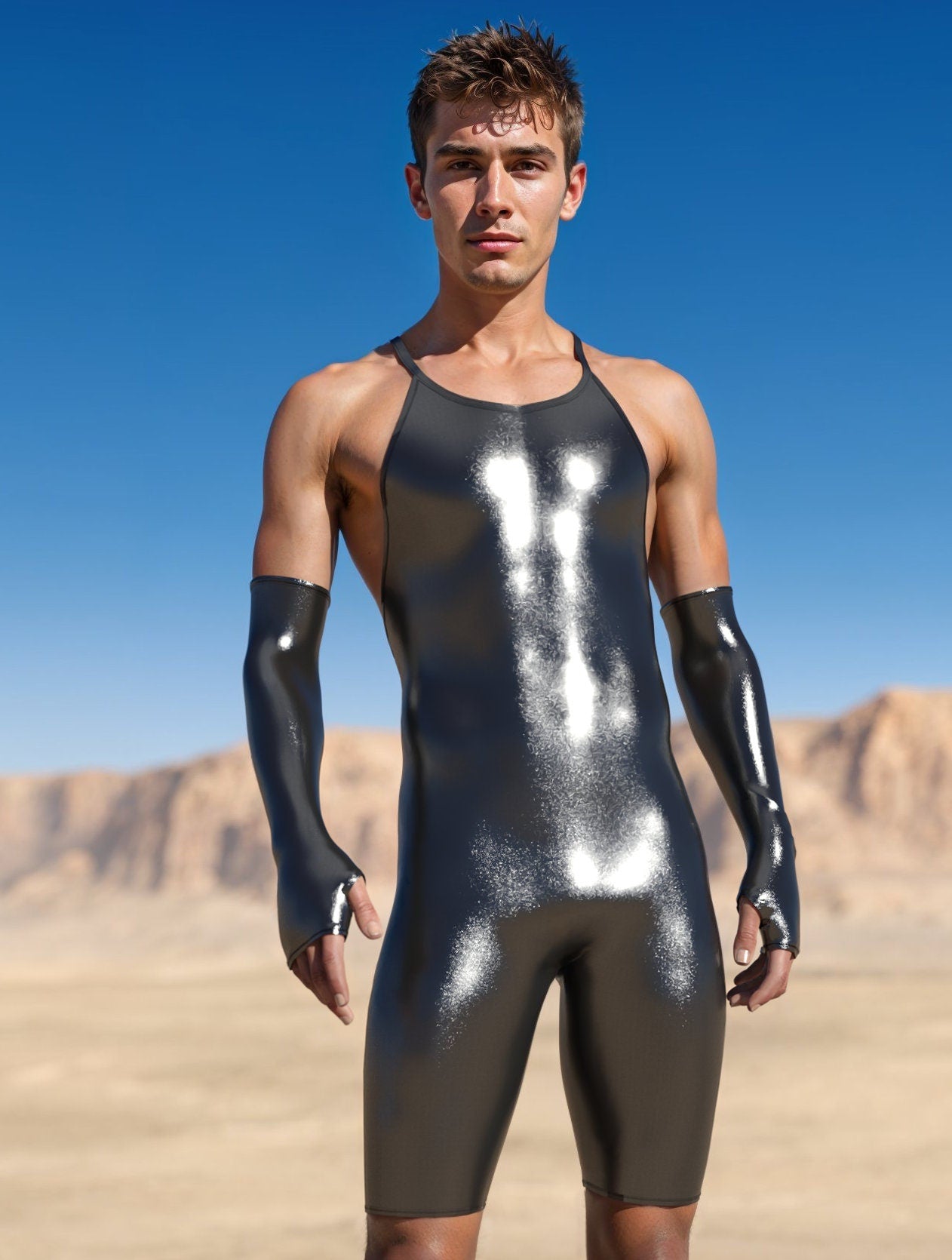 Silver Dusk Male Crossed Jumpsuit 1