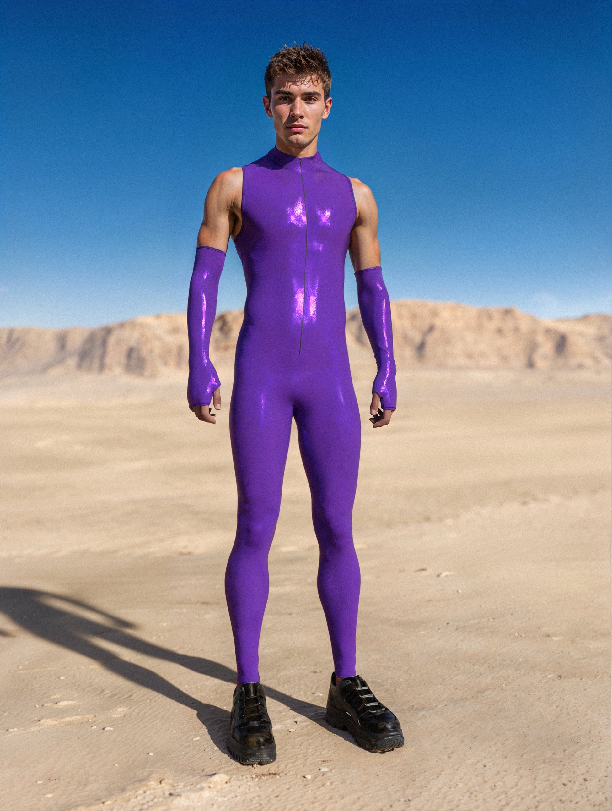 Luxe Violet Male Sleeveless Costume 2