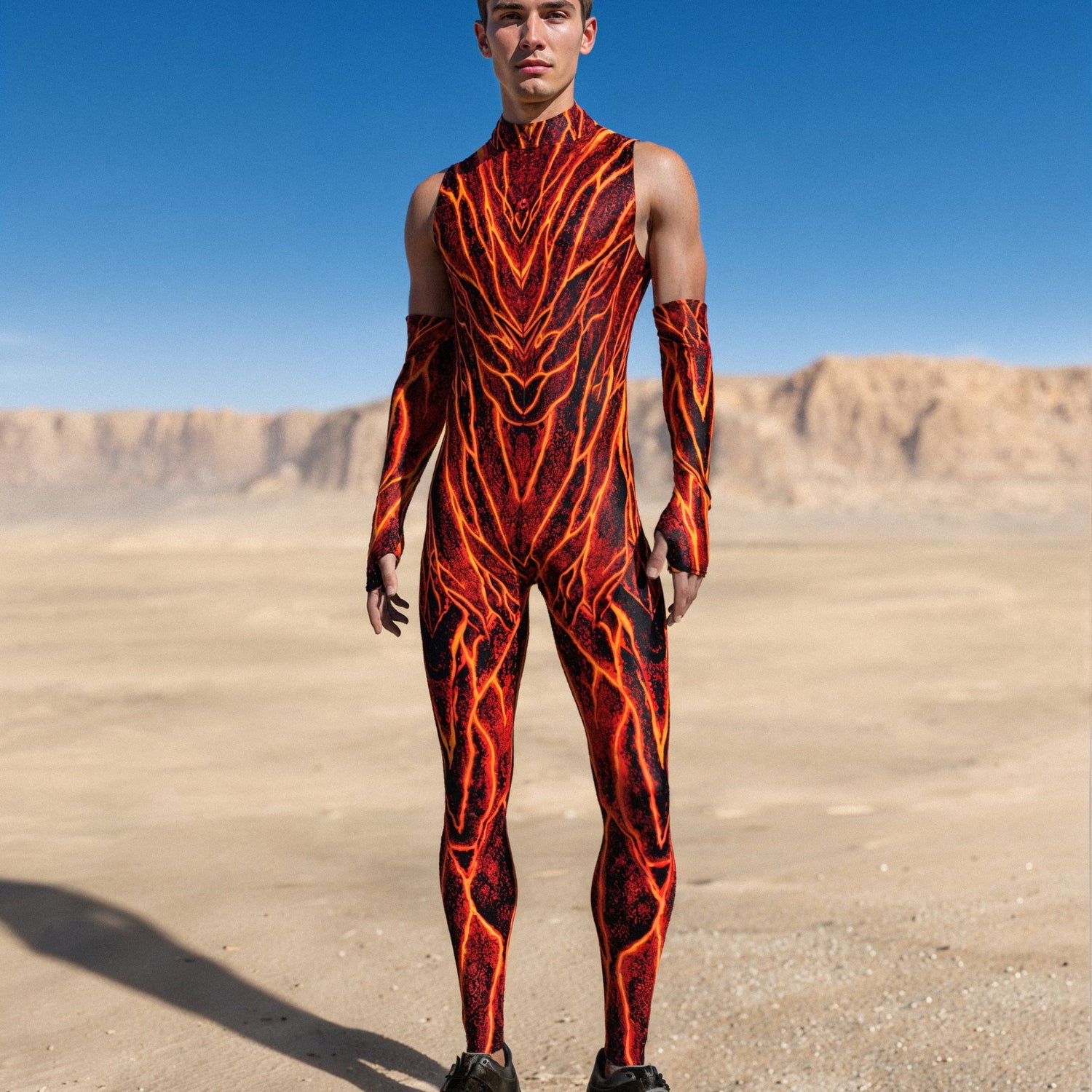 Lava Burst Male Sleeveless Costume Red