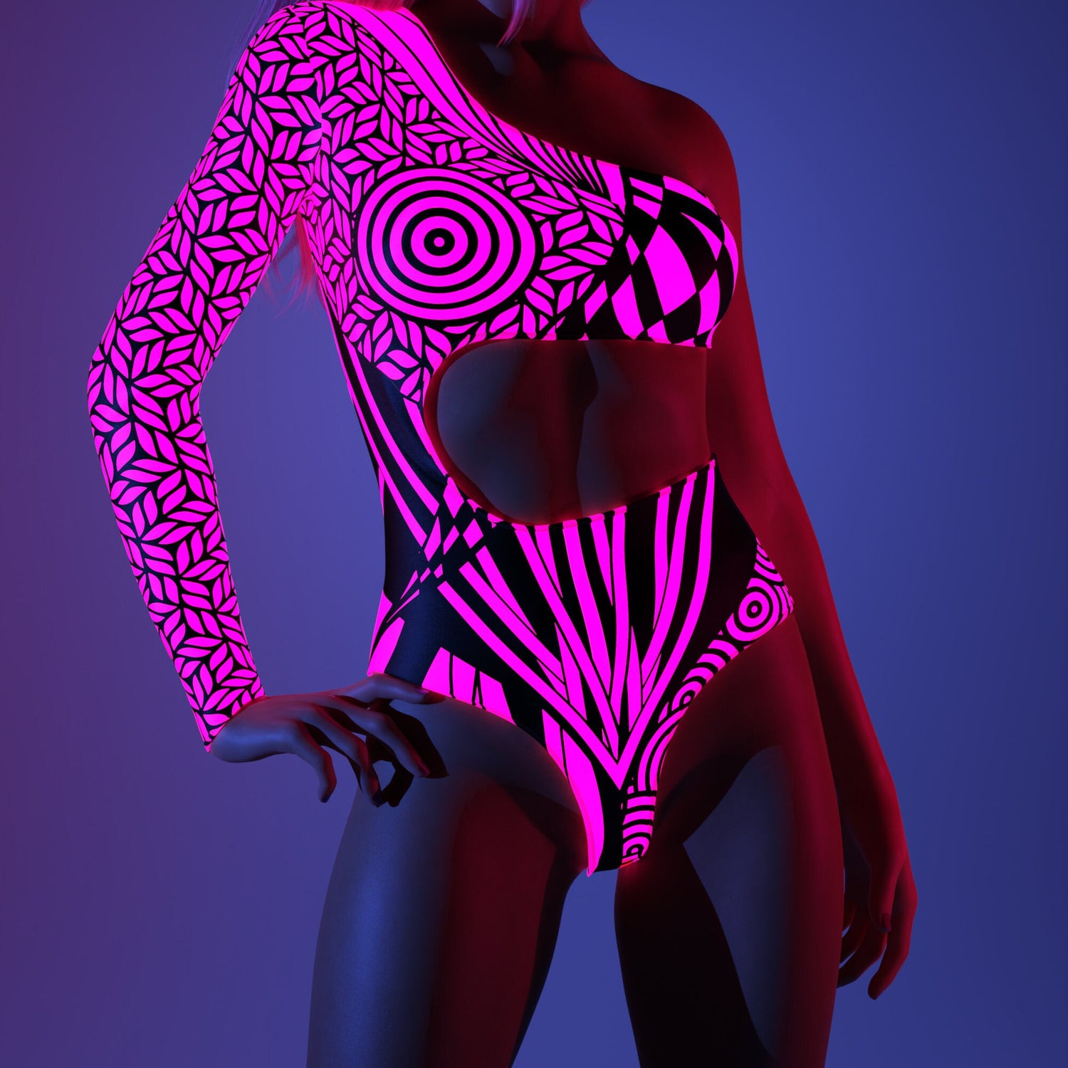 Women Chaotique Pink Asymmetrical Leotard