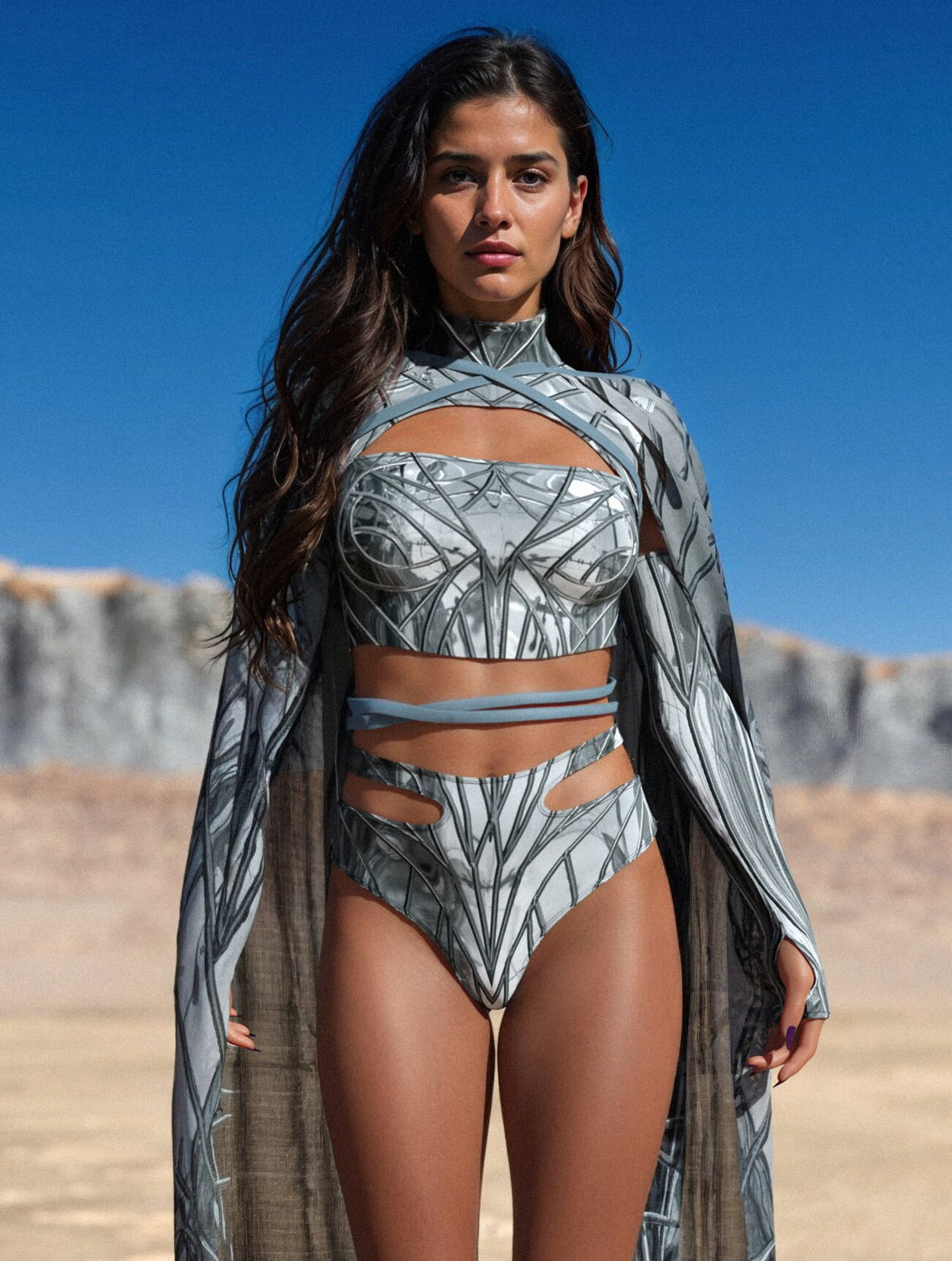 Solidus Silver Cutout Rave Shorts Silver
