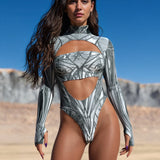 Solidus Silver Open-Heart Leotard